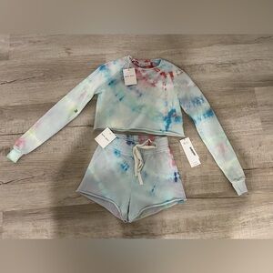 Baja East tie-dye cropped sweatshirt with matching shorts